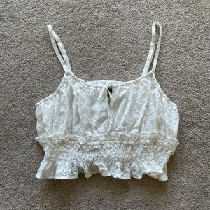 Wild Fable Tie-Front Smocked Flutter Hem V-Neck Tank Top